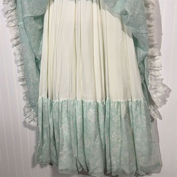 Gunne Sax Jessica McClintock Mint Lace Prairie Dress S Vintage Cottagecore Gown - Picture 2 of 10